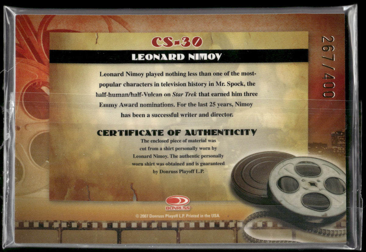 2007 Donruss Americana #CS-30 Leonard Nimoy Cinema Stars Material