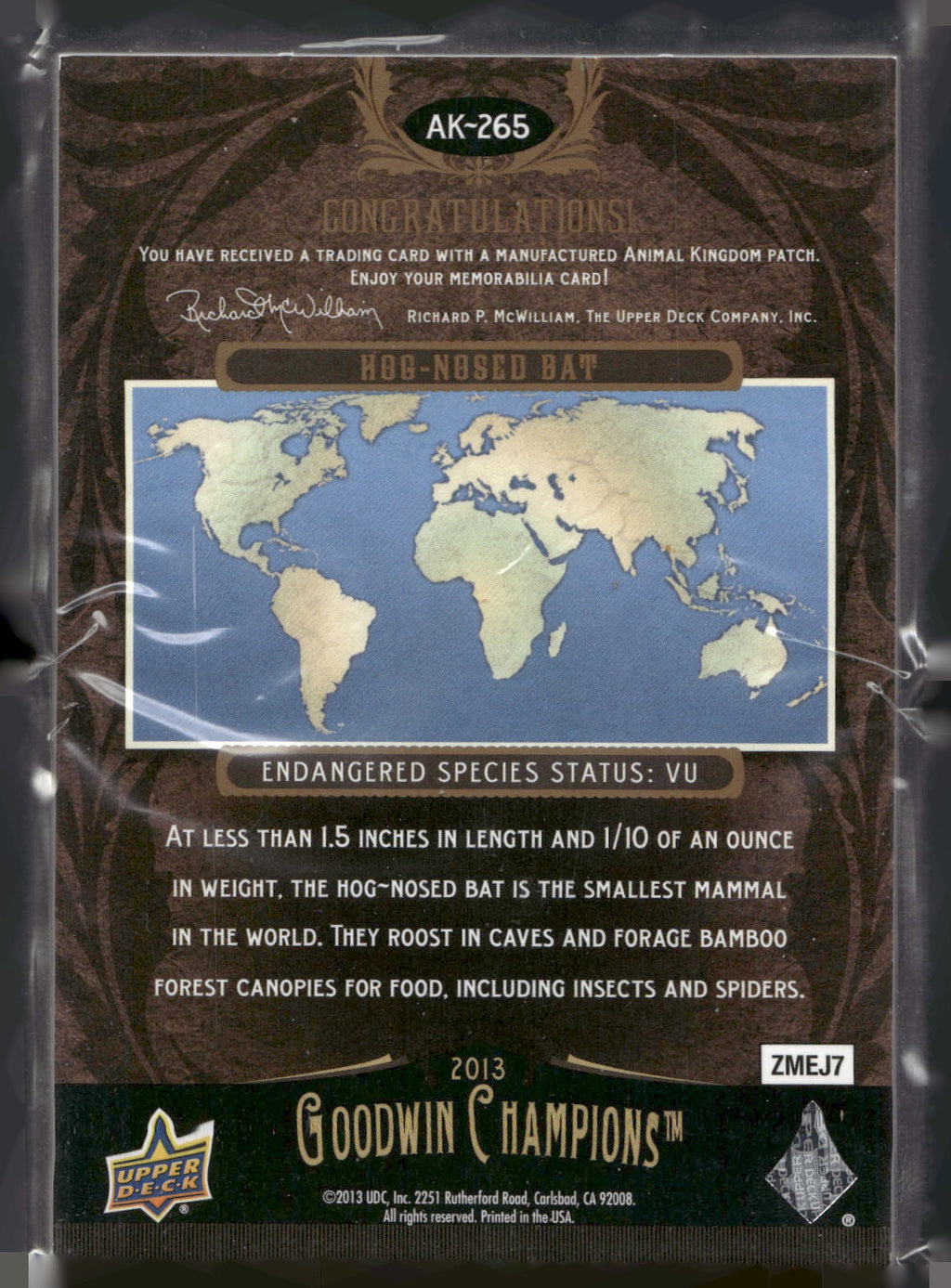 2013 Upper Deck Goodwin Champions Animal Kingdom #AK265 Hog-nosed Bat