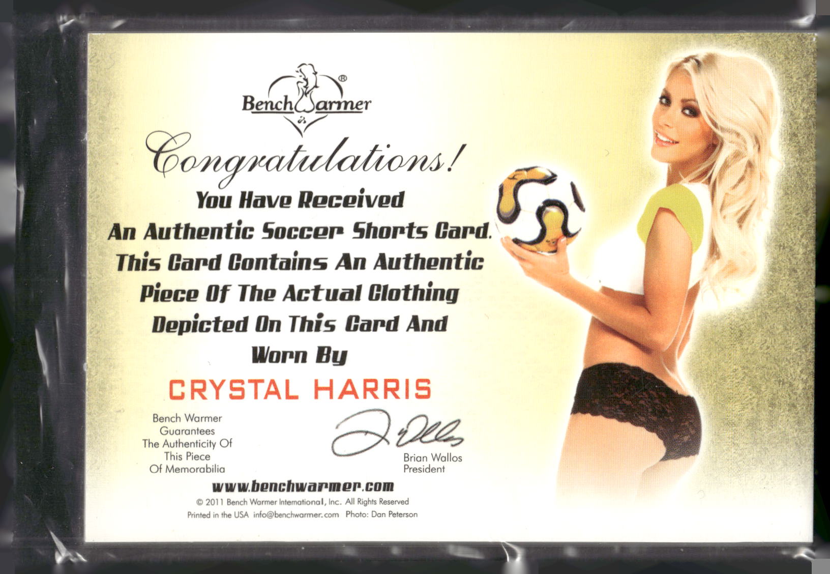 2012 Bench Warmer Soccer Premium #NNO Crystal Harris Soccor Shorts Material