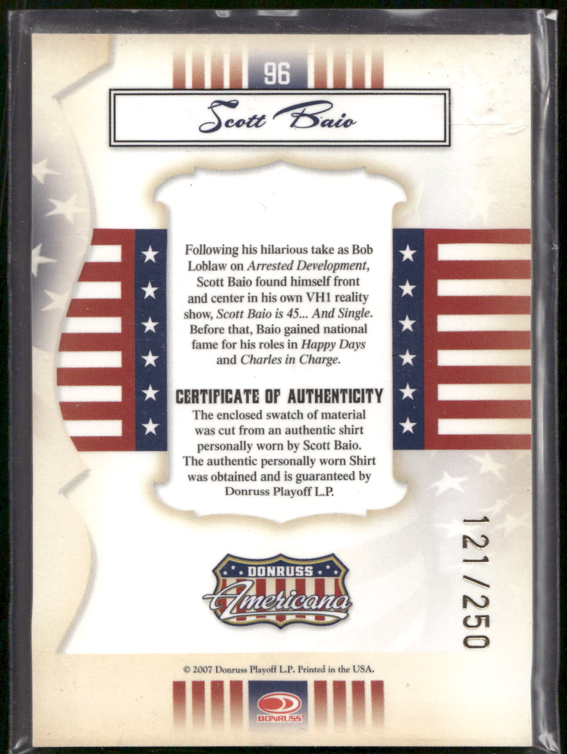 2007 Donruss Americana #96 Scott Baio Stars Material