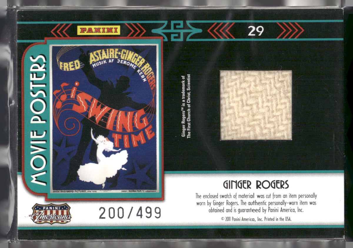 2011 Panini Americana #29 Ginger Rogers Movie Posters Material