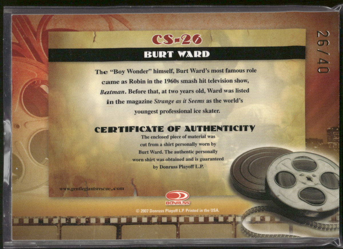 2007 Donruss Americana #CS-26 Burt Ward Cinema Stars Material Golden Era