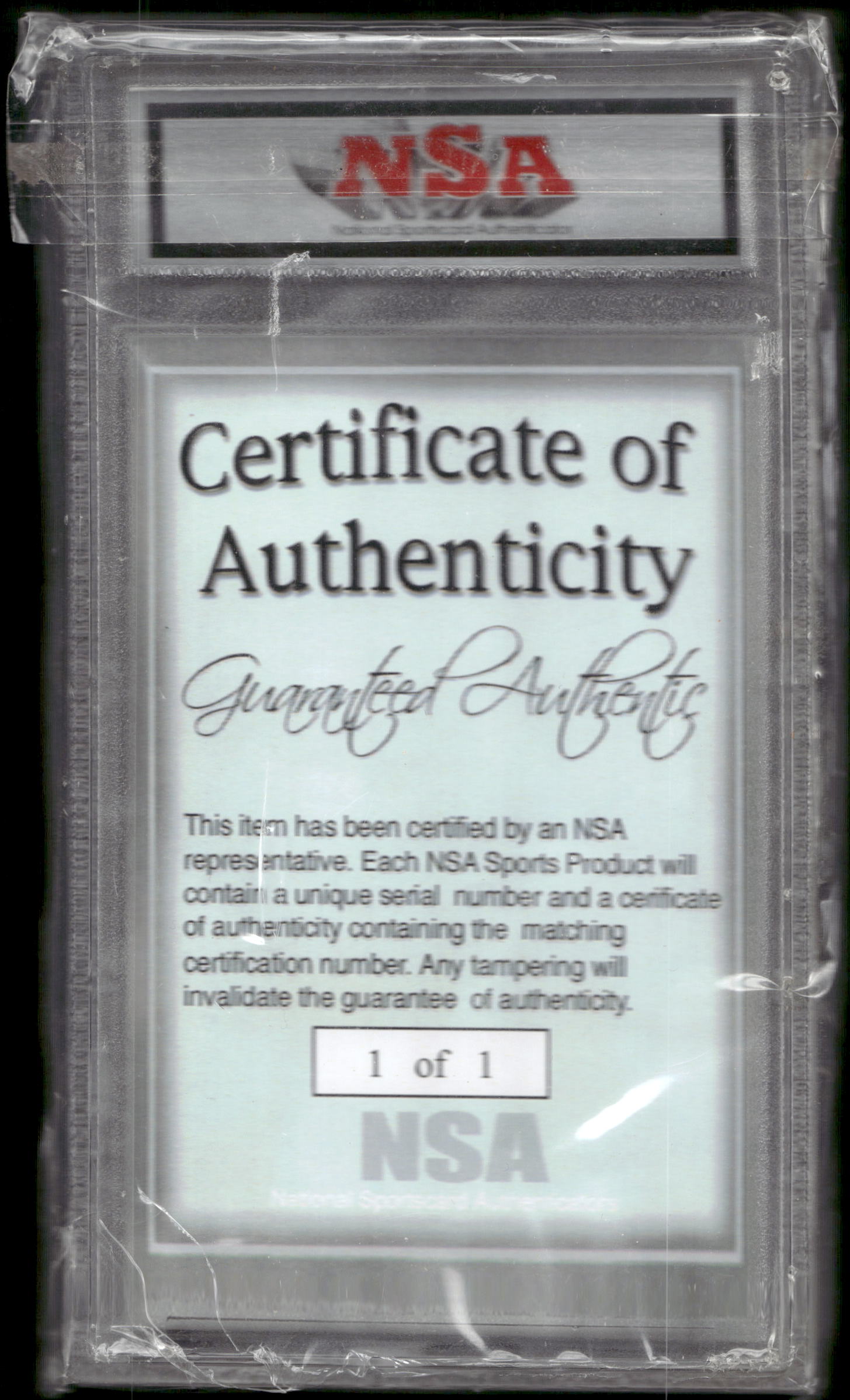 National Sportscard Authenticators NSA Replica Bat Relic Card #1 Joe Dimaggio