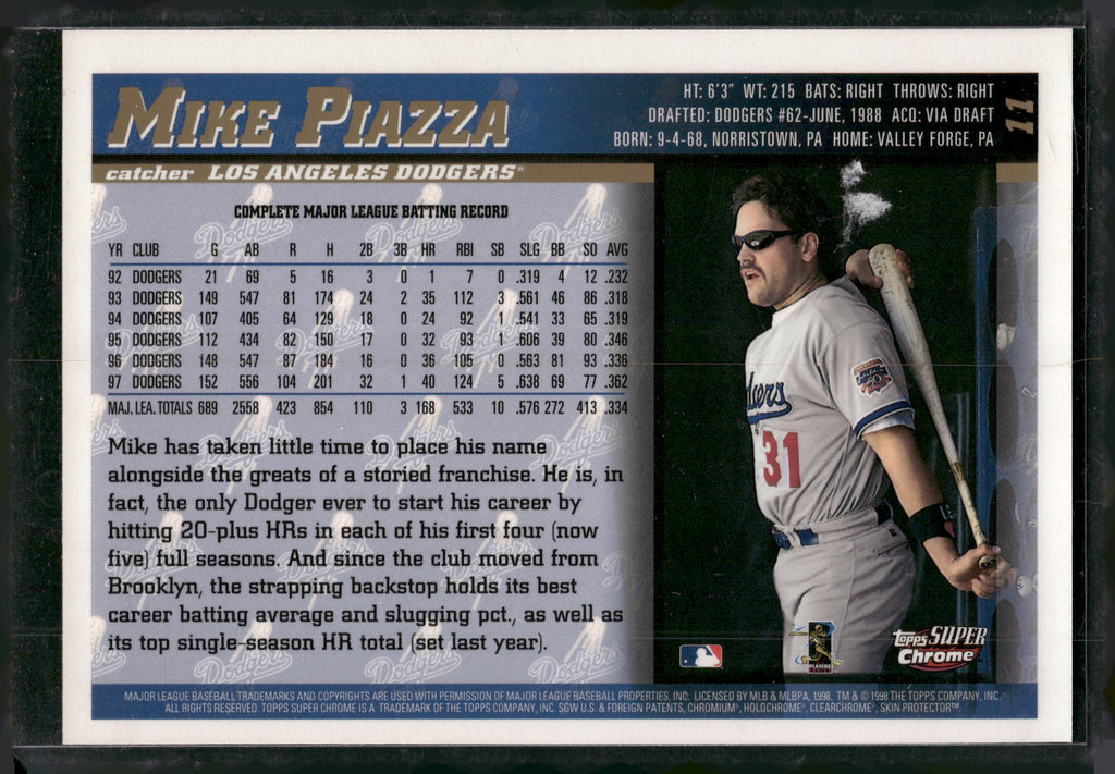 1998 Topps SuperChrome #11 Mike Piazza