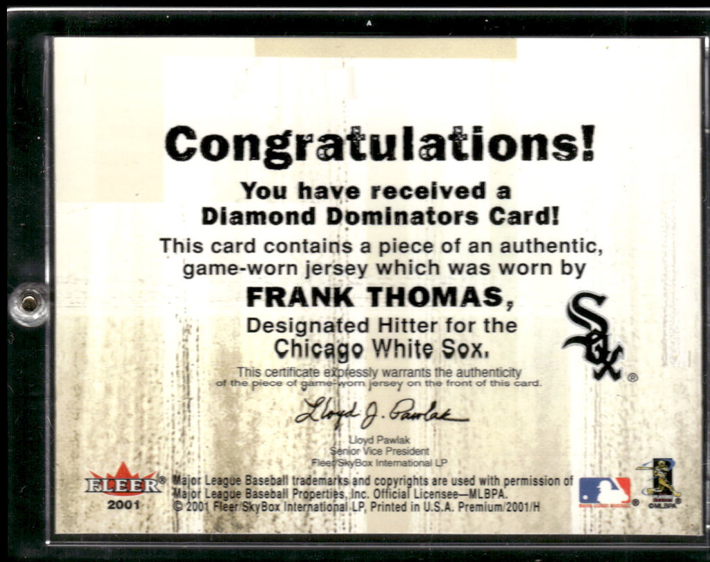 2001 Fleer Premium #NNO Frank Thomas Diamond Dominators Game Jersey