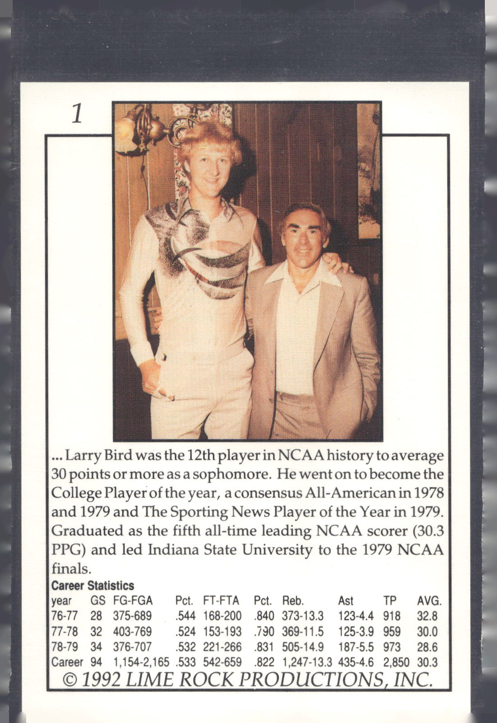1992 Lime Rock Larry Bird #1 Larry Bird