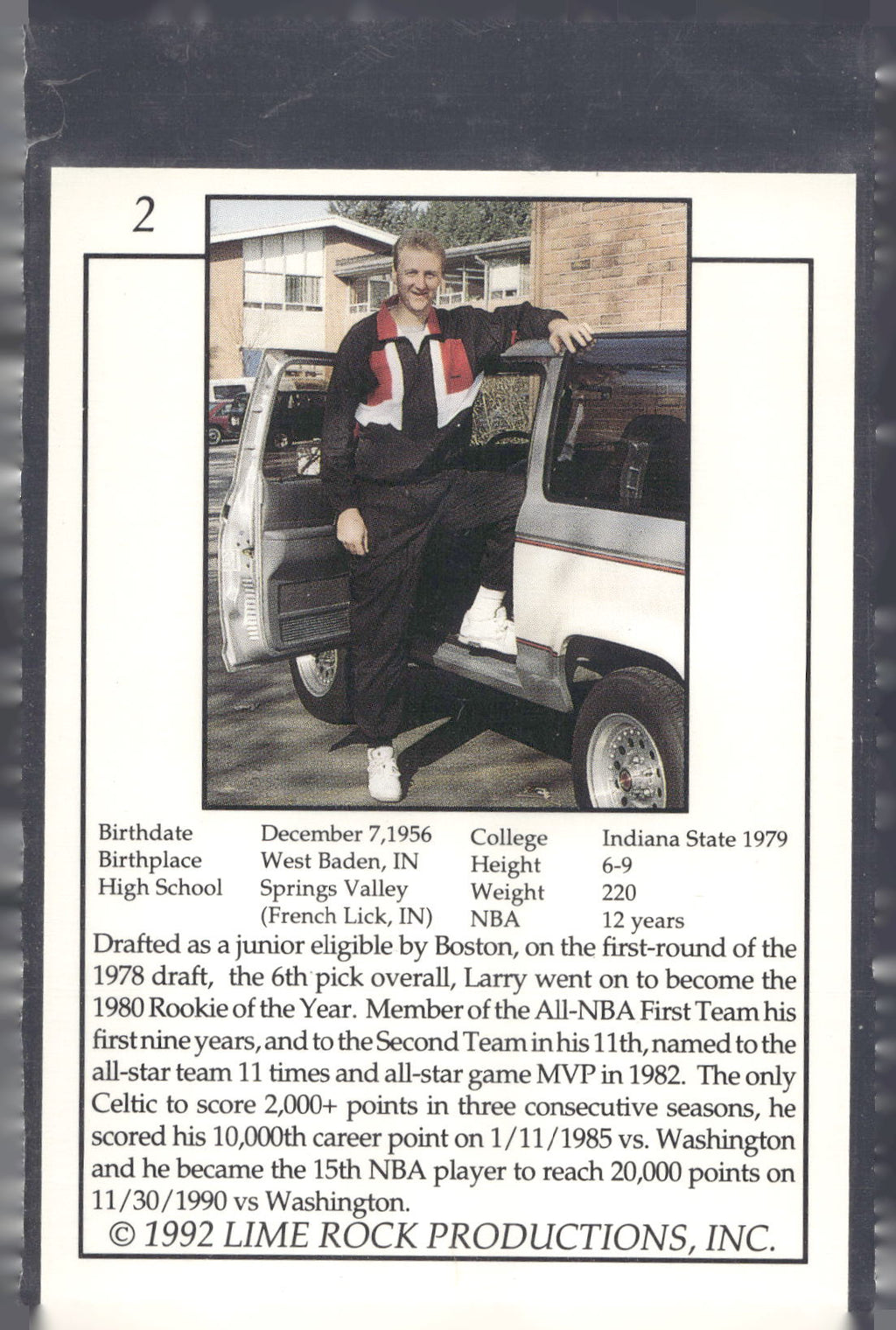 1992 Lime Rock Larry Bird #2 Larry Bird