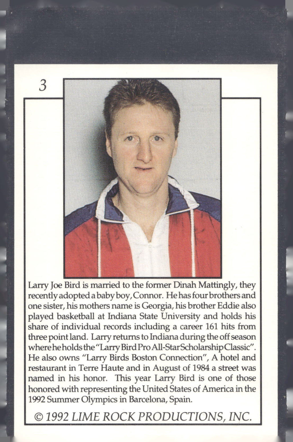 1992 Lime Rock Larry Bird #3 Barcelona 92