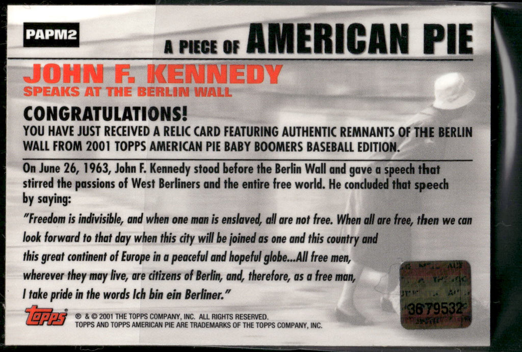 2001 Topps American Pie #PAPM2 John F. Kennedy Relics