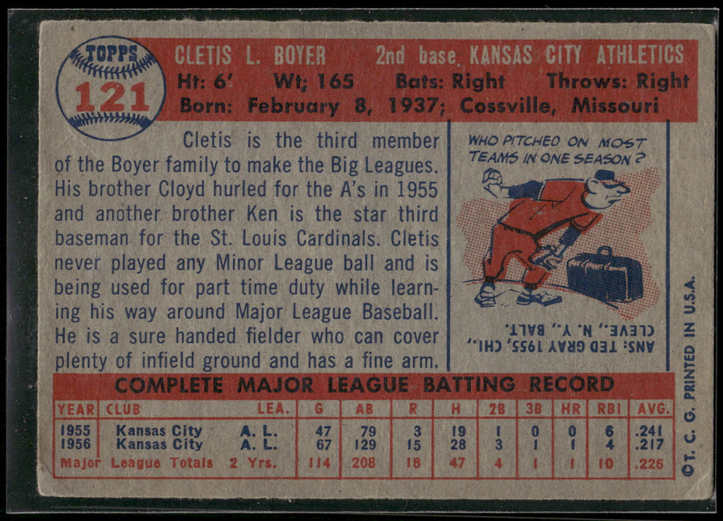 1957 Topps #121 Cletis Boyer