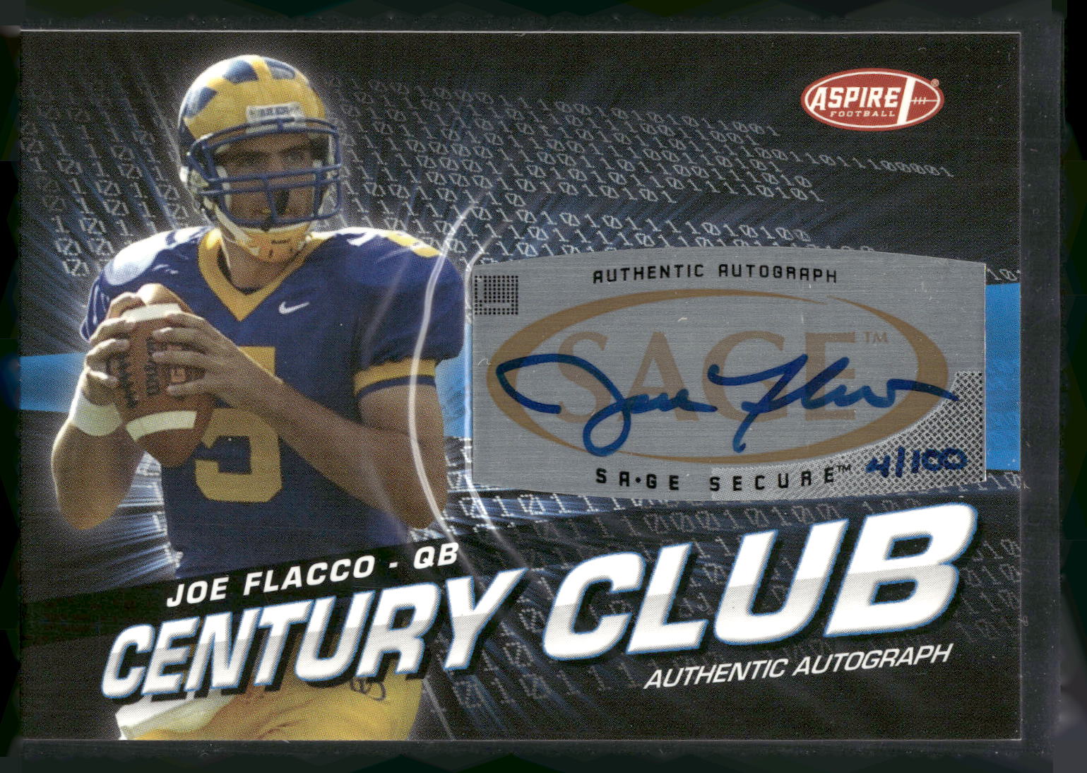 2008 SAGE Aspire #ACC-4 Joe Flacco Century Club Autographs #/100
