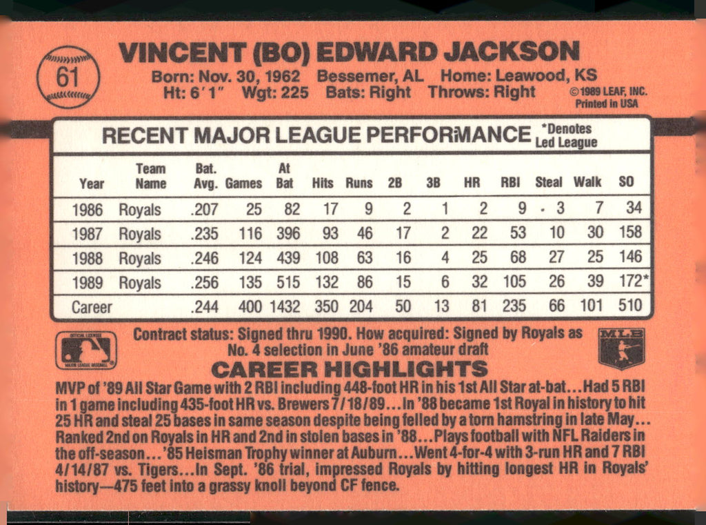 1990 Donruss #61 Bo Jackson