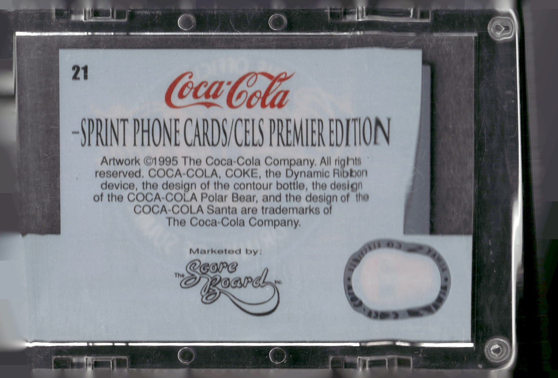 1995 Coca-Cola Sprint Phone Cards / Cels Premier Edition #21