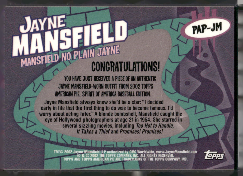 2002 Topps American Pie #PAP-JM Jayne Mansfield