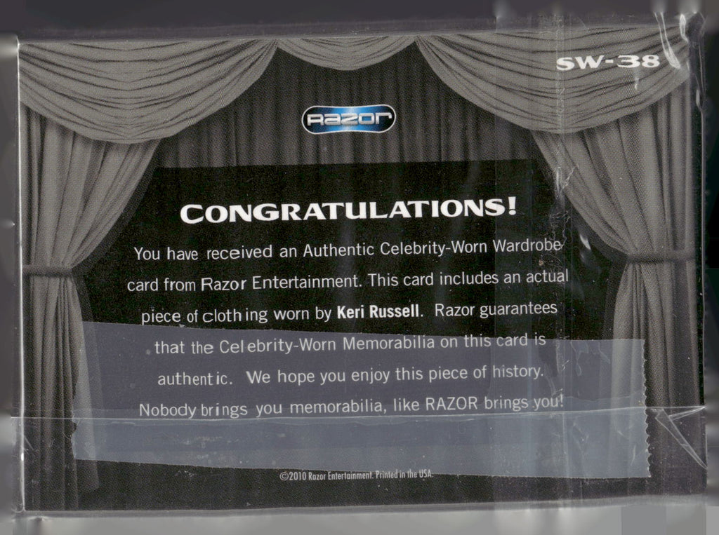 2010 Razor Pop Century #SW-38 Keri Russell Celebrity-Worn Wardrobe