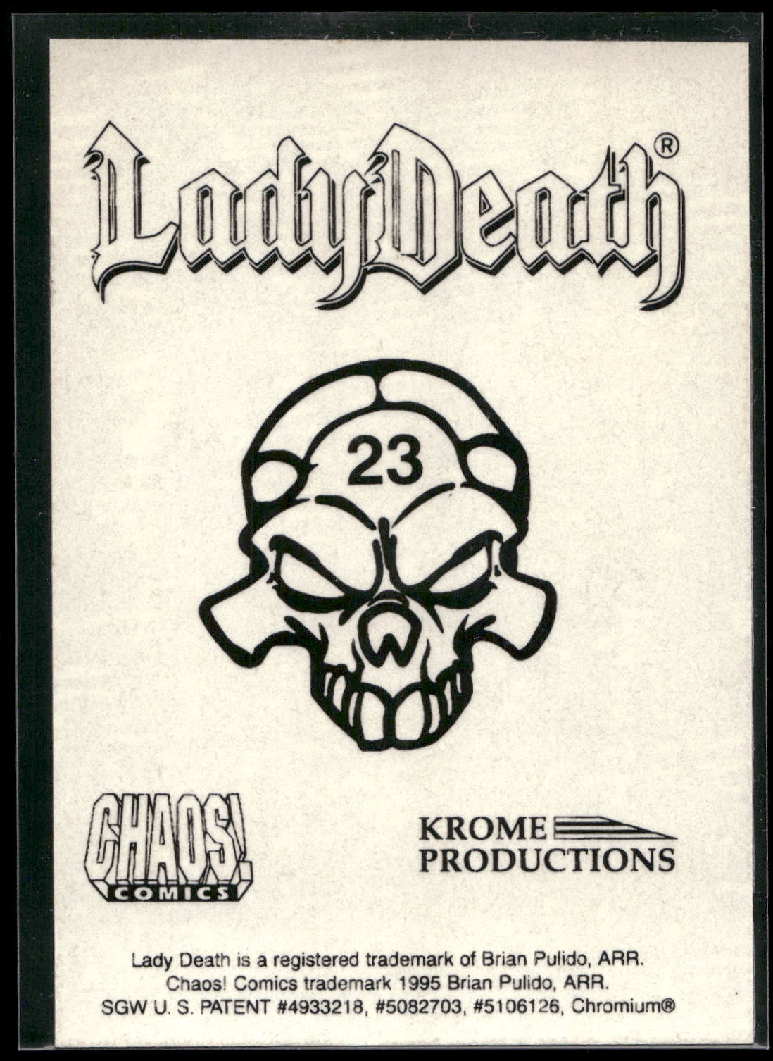 1995 Krome Lady Death 2 #23 Cheating Death Stickers