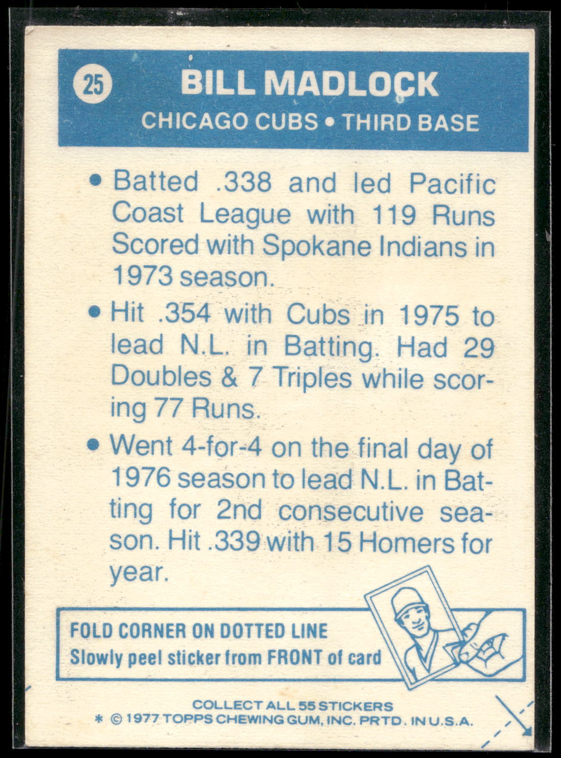 1977 Topps Cloth Stickers #25 Bill Madlock