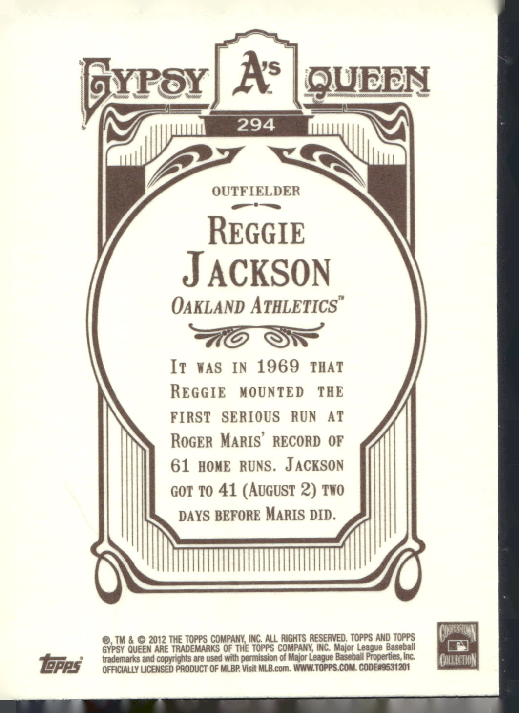 2012 Topps Gypsy Queen #294 Reggie Jackson