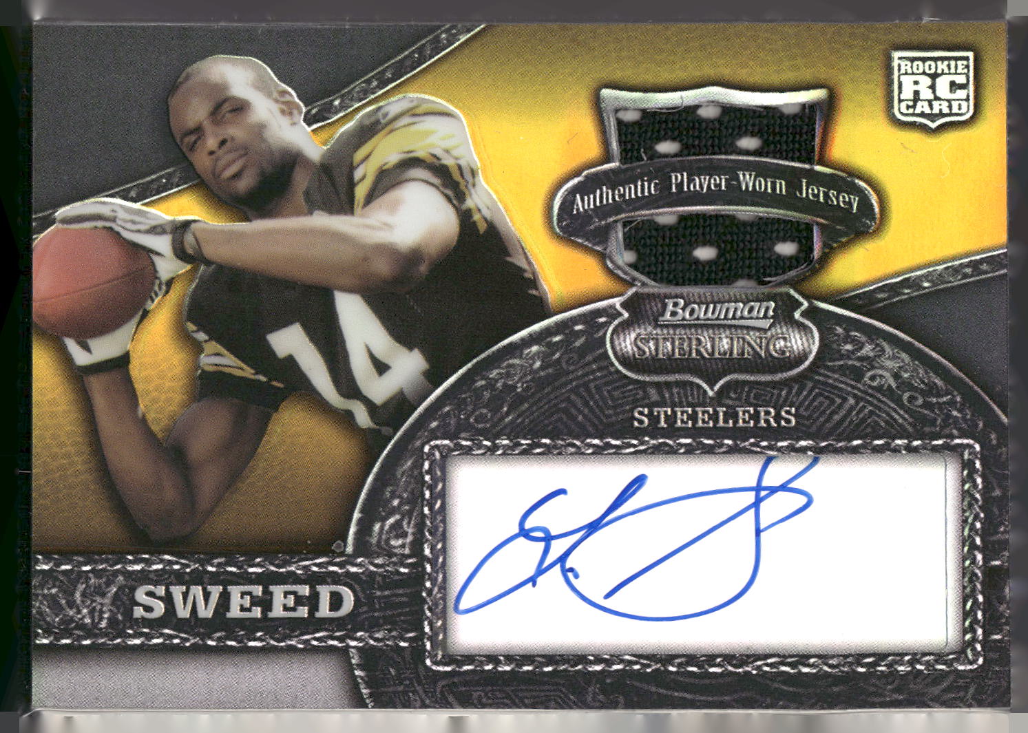 2008 Bowman Sterling #170 Limas Sweed Gold Relic Autographs #/100