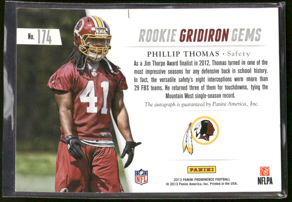 2013 Panini Prominence #174 Phillip Thomas Rookie Gridiron Gems Autographs #/225