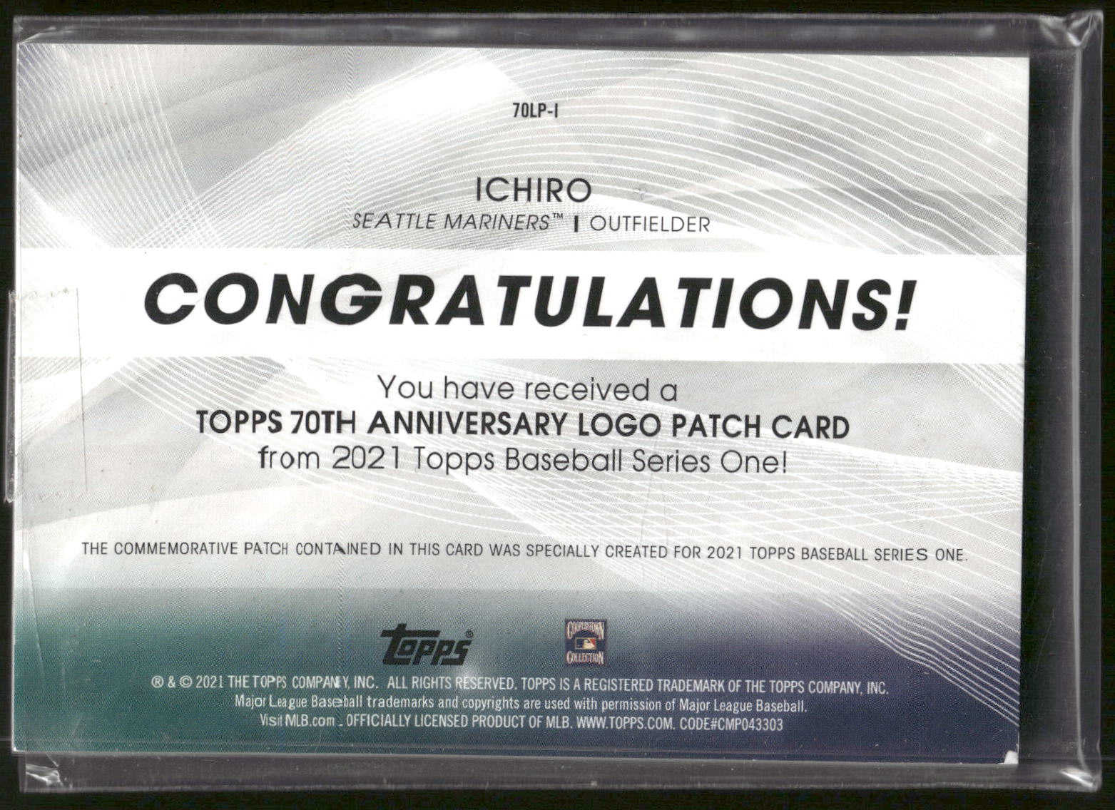 2021 Topps #70LP-I Ichiro 70th Anniversary Logo Patch