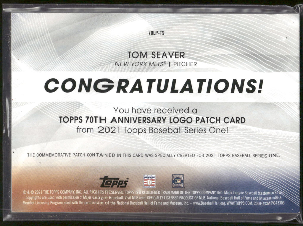 2021 Topps #70LP-TS Tom Seaver 70th Anniversary Logo Patch (Series 1)