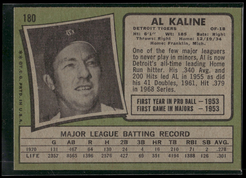 1971 Topps #180 Al Kaline