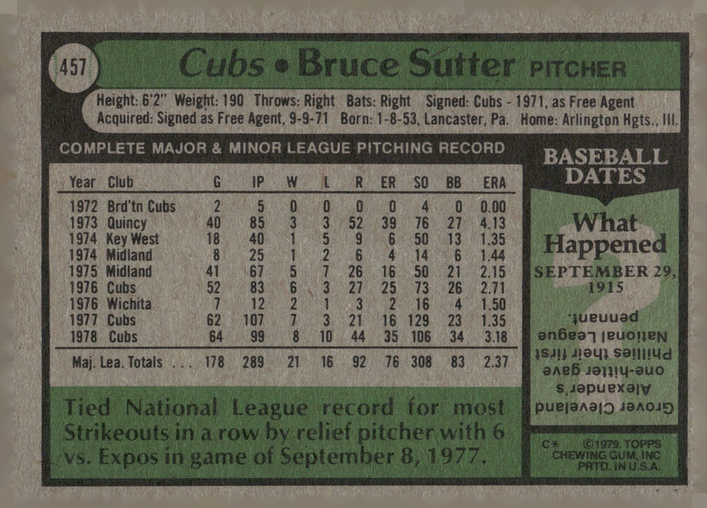1979 Topps #457 Bruce Sutter