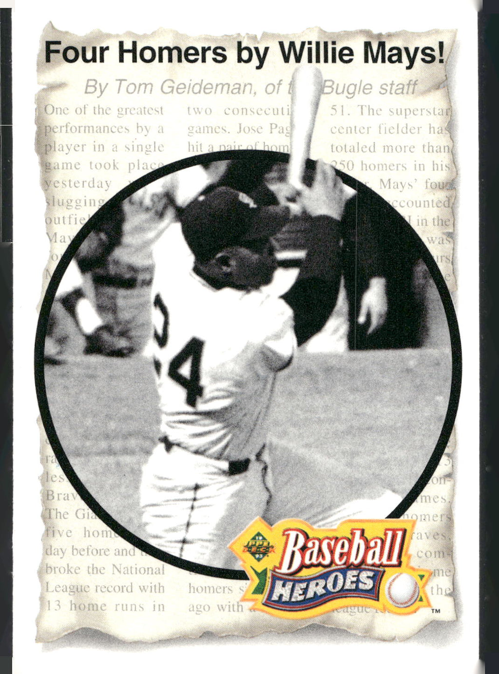 1993 Upper Deck #49 Willie Mays Baseball Heroes: Willie Mays