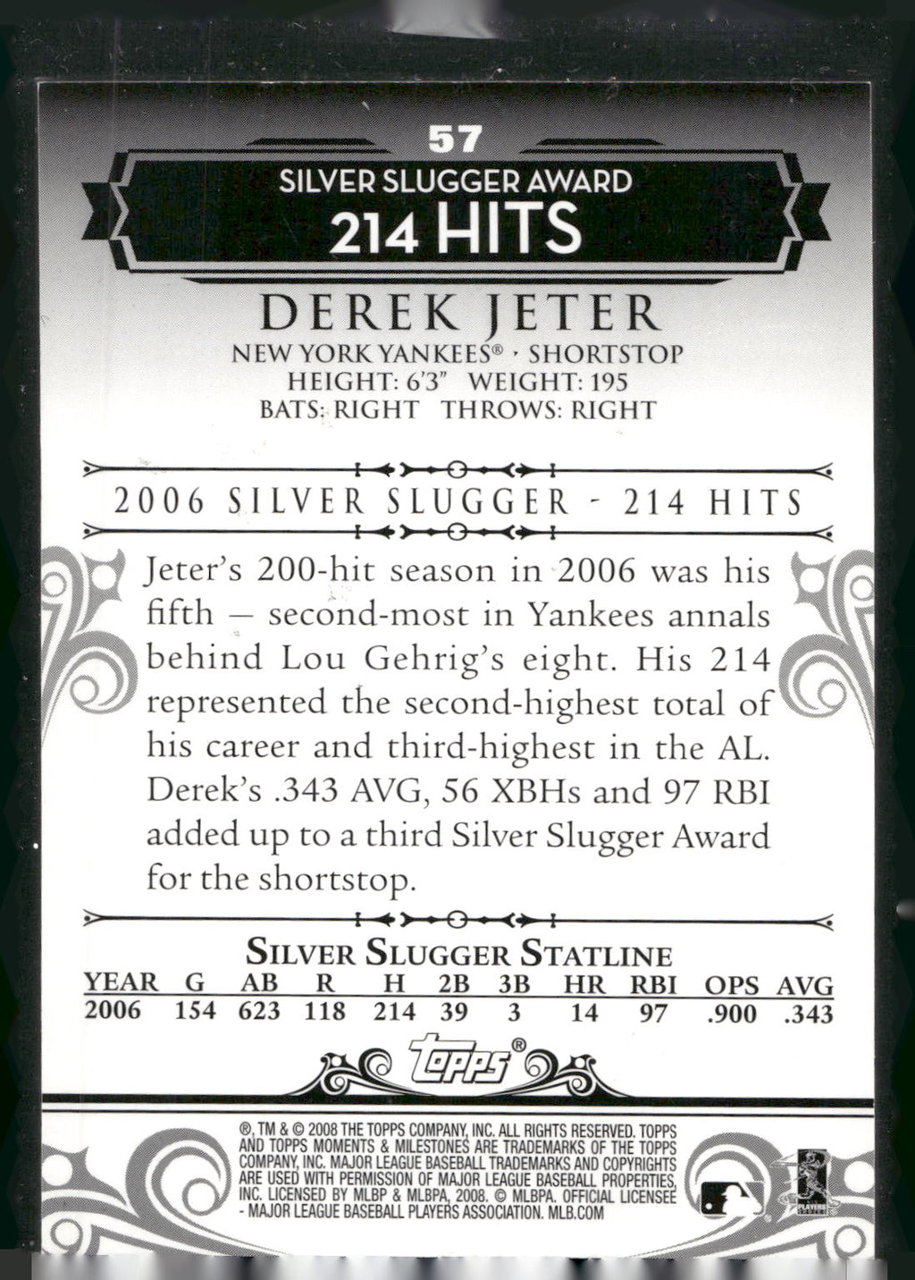 2008 Topps Moments & Milestones #57-5 Derek Jeter #/150