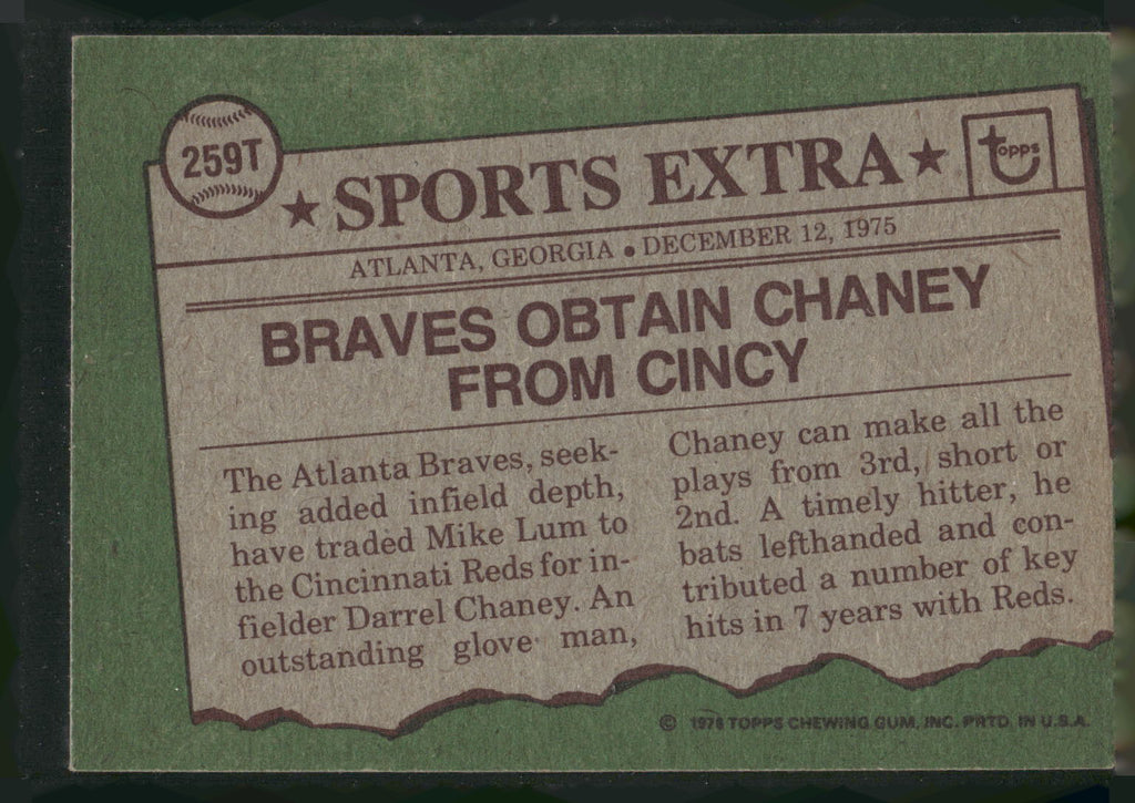 1976 Topps #259T Darrel Chaney Traded