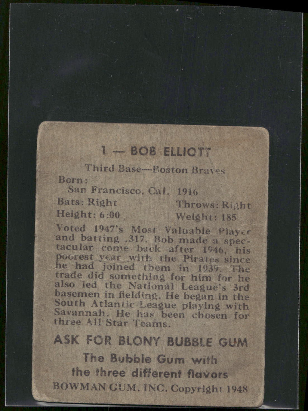1948 Bowman #1 Bob Elliott