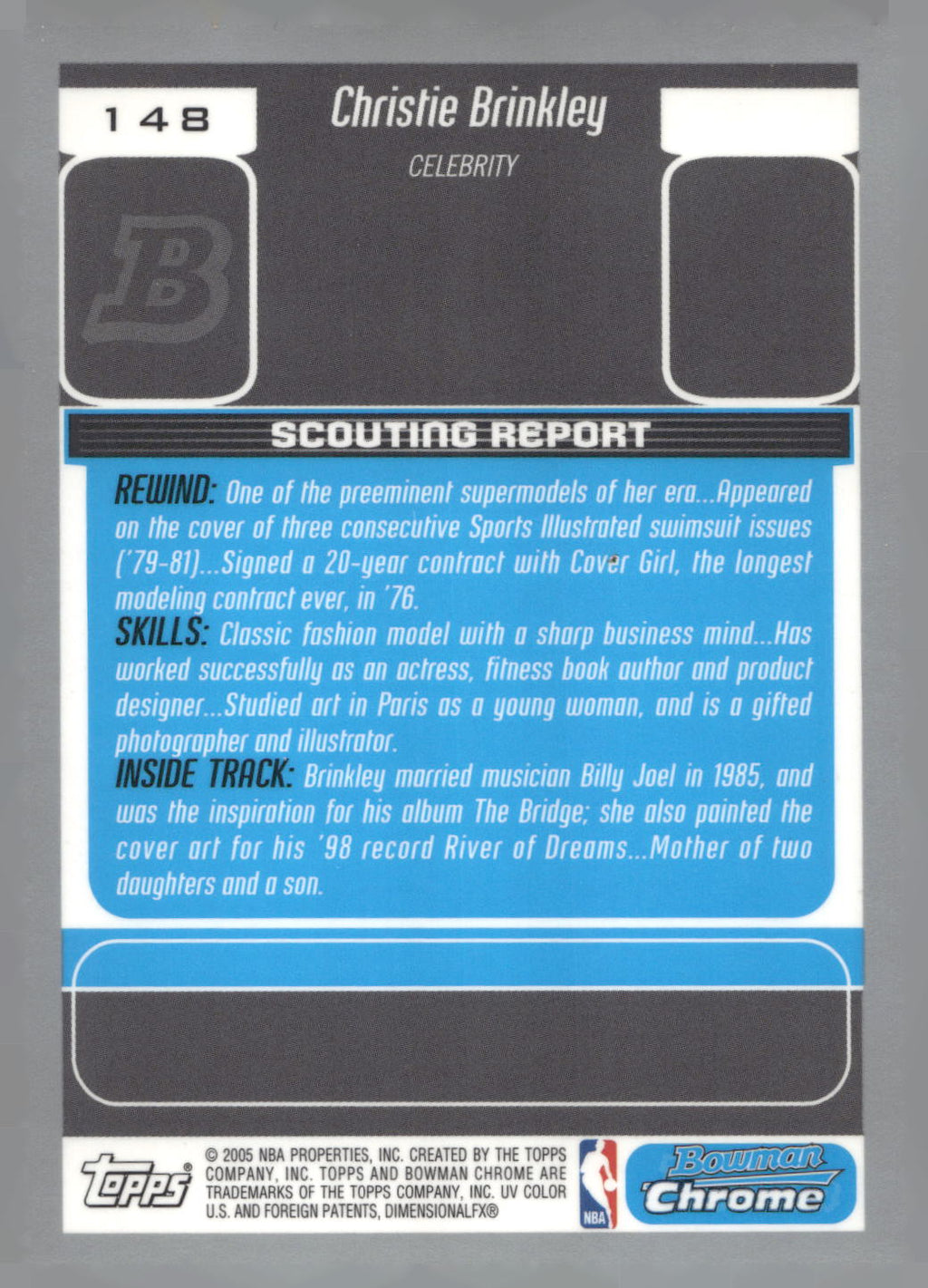 2005-06 Bowman #148 Christie Brinkley Chrome