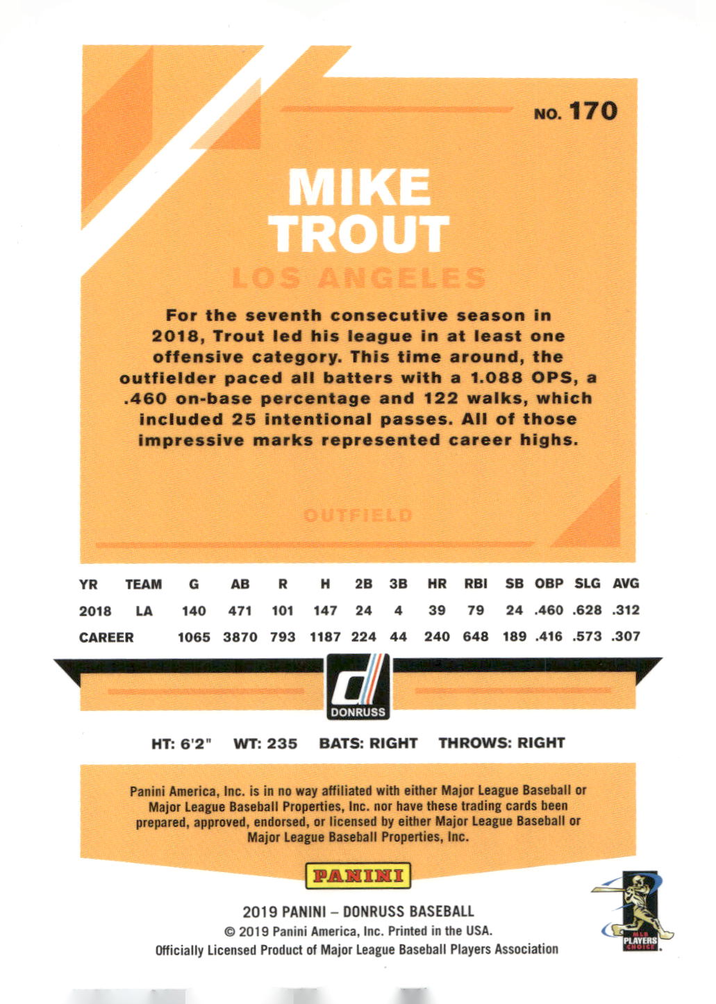 2019 Donruss #170 Mike Trout