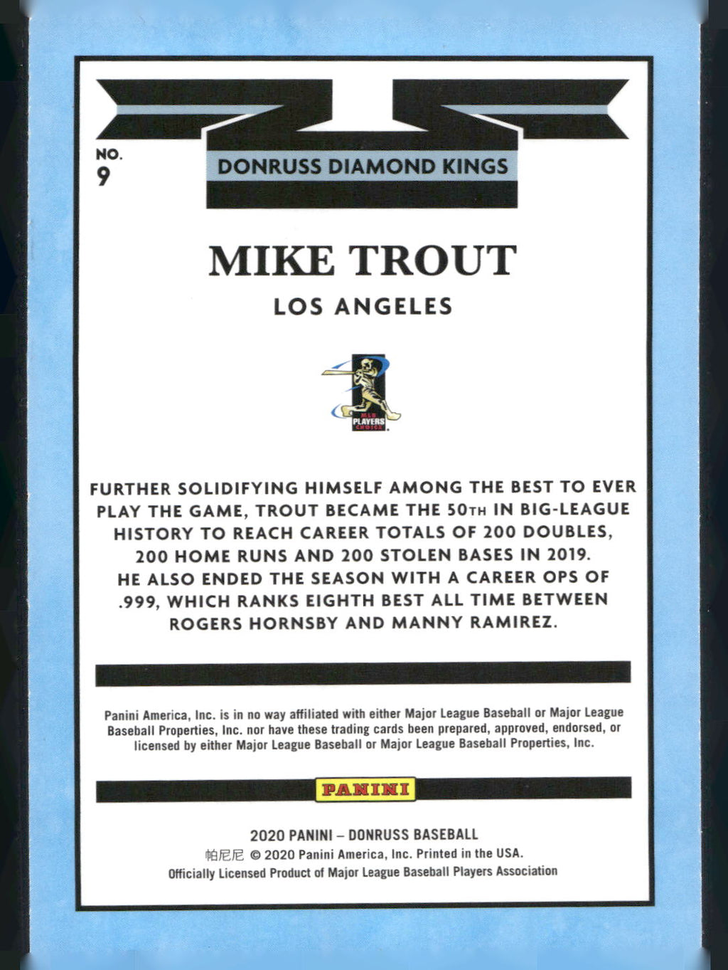 2020 Donruss #9 Mike Trout