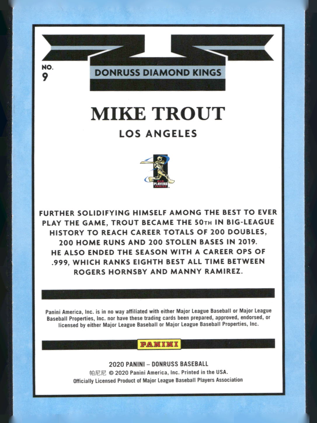 2020 Donruss #9 Mike Trout