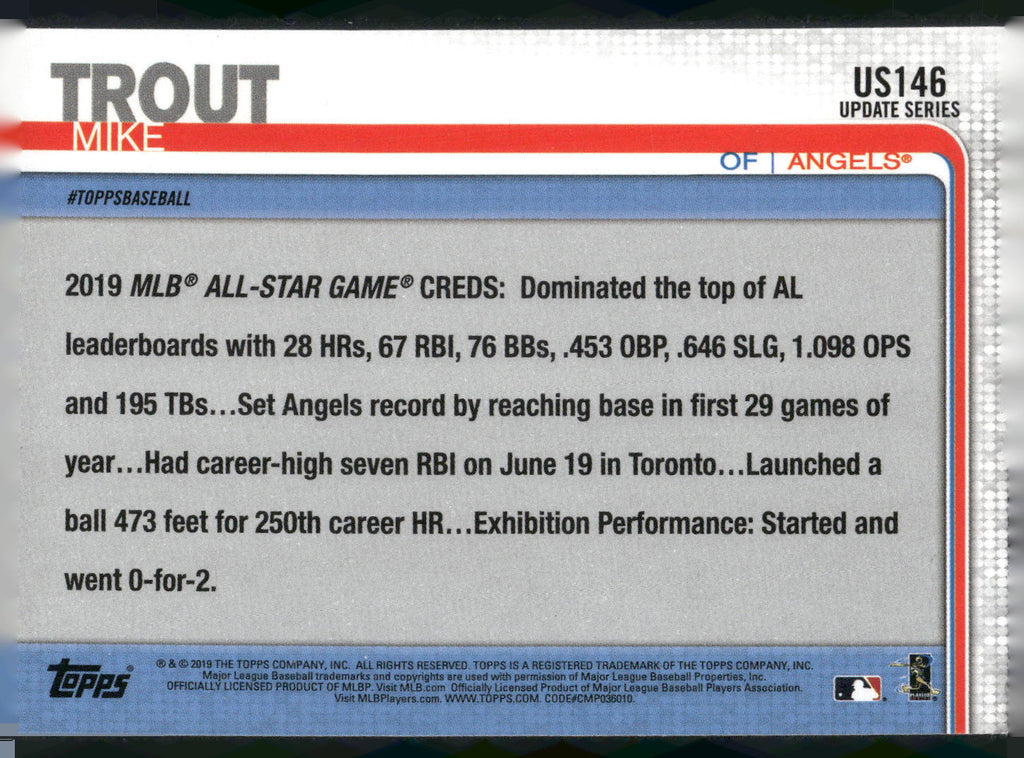2019 Topps Update #US146 Mike Trout