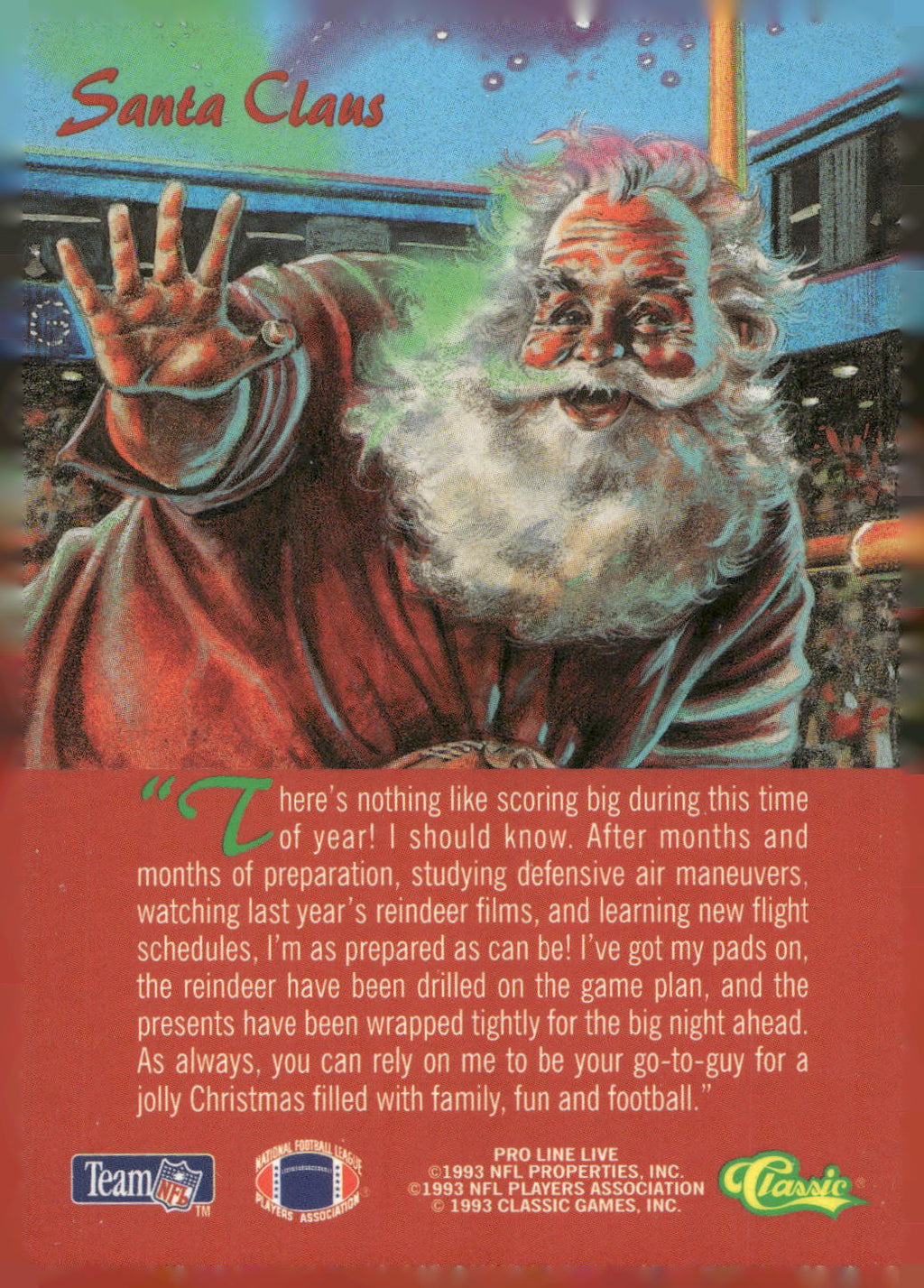 1993 NFL Properties Christmas #NNO Santa Claus