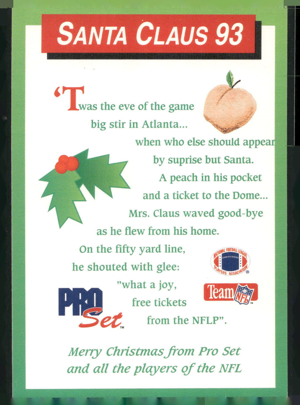 1993 NFL Properties Christmas #NNO Santa Claus