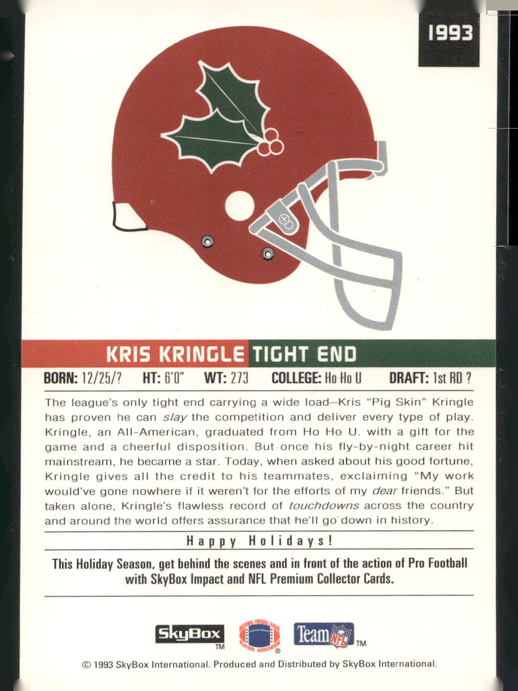 1993 NFL Properties Christmas #1993 Kris Kringle
