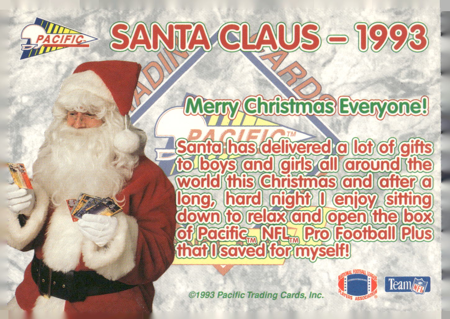 1993 NFL Properties Christmas #NNO Santa Claus