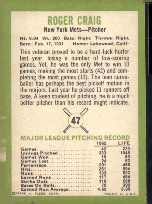 1963 Fleer #47 Roger Craig
