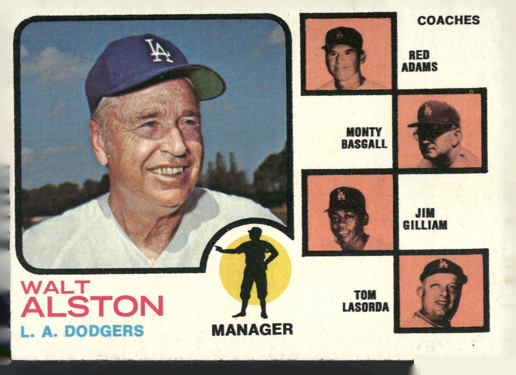 1973 Topps #569 Walt Alston Red Adams Monty Basgall Jim Gilliam Tom Lasorda