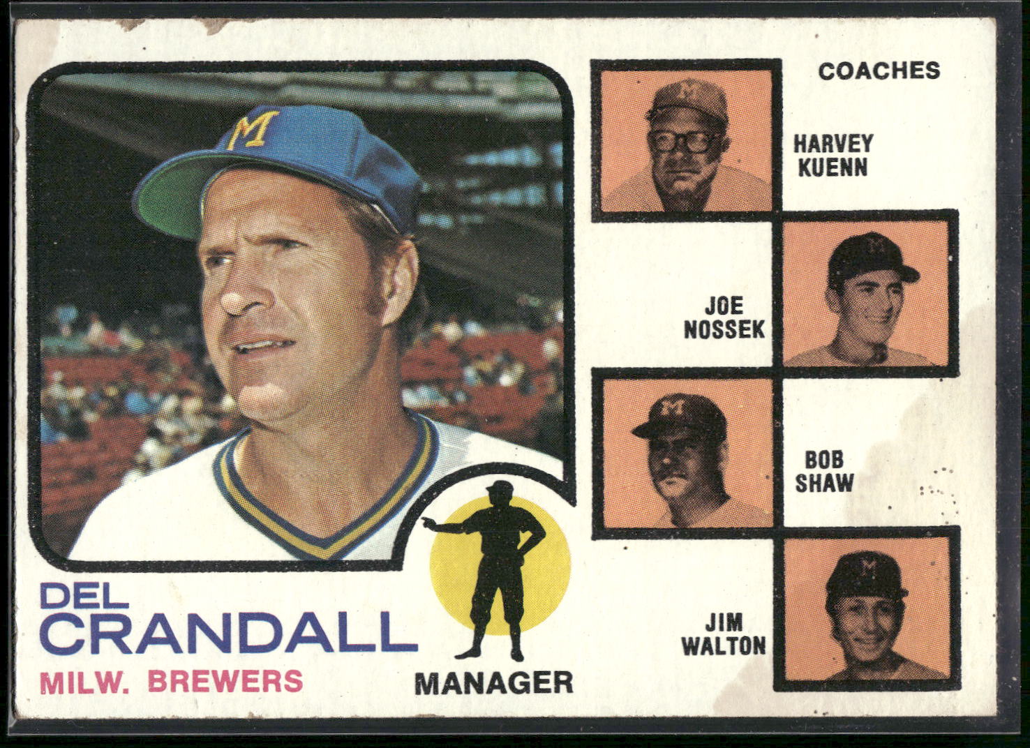 1973 Topps #646 Del Crandall Harvey Kuenn Joe Nossek Bob Shaw Jim Walton