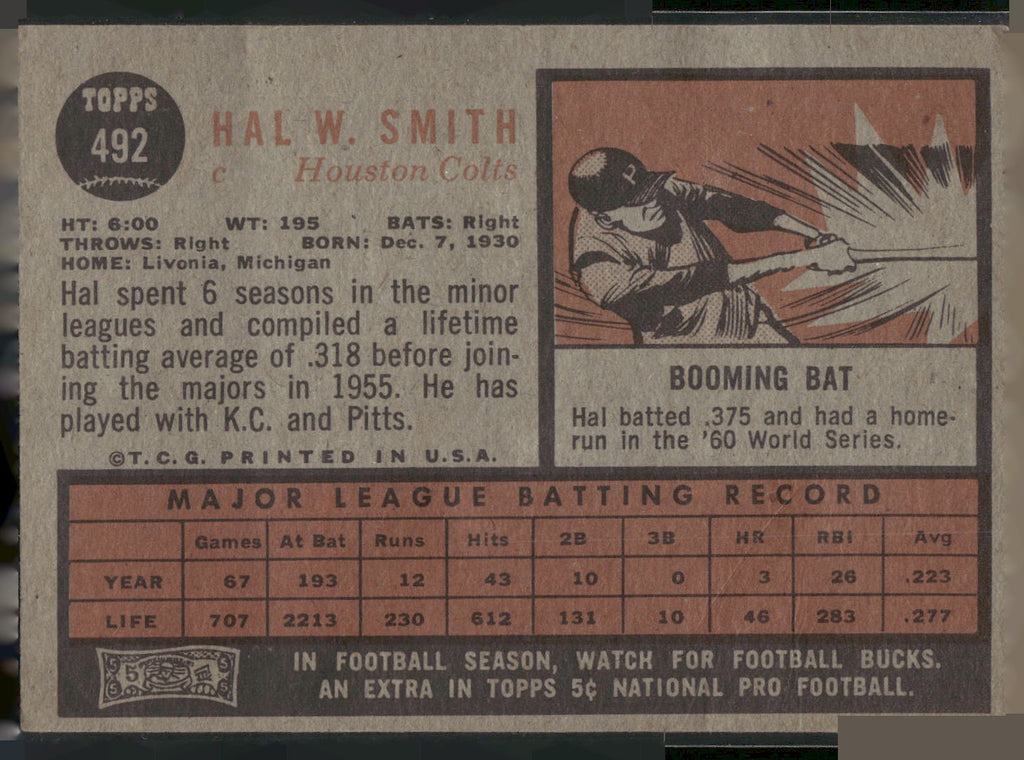 1962 Topps #492 Hal Smith