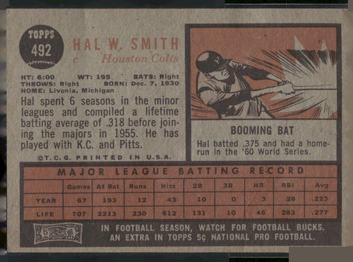 1962 Topps #492 Hal Smith