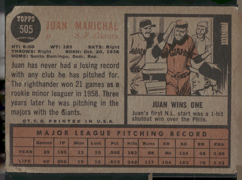 1962 Topps #505 Juan Marichal