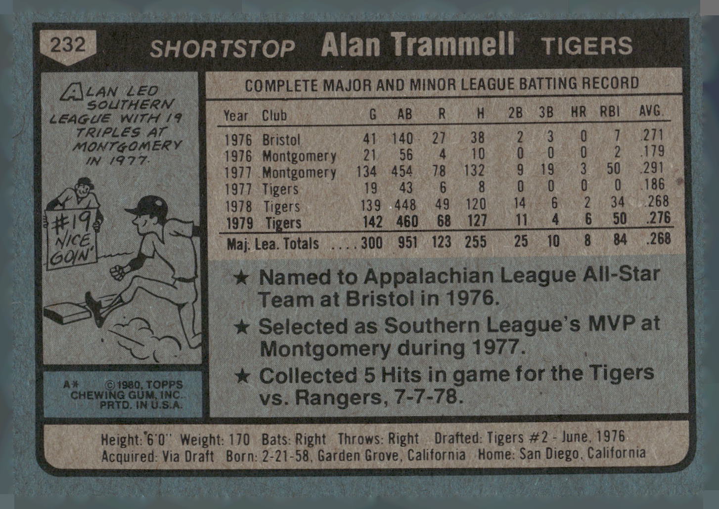 1980 Topps #232 Alan Trammell