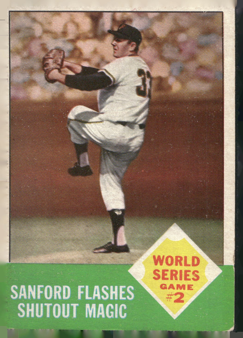 1963 Topps #143 World Series Game #2: Sanford Flashes Shutout Magic