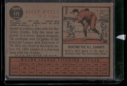 1962 Topps #429 Billy O'Dell